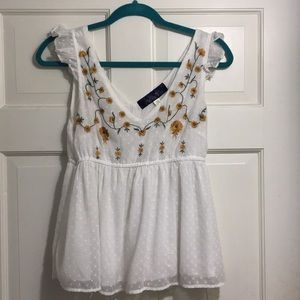 Floral Embroidered Sheer Tank